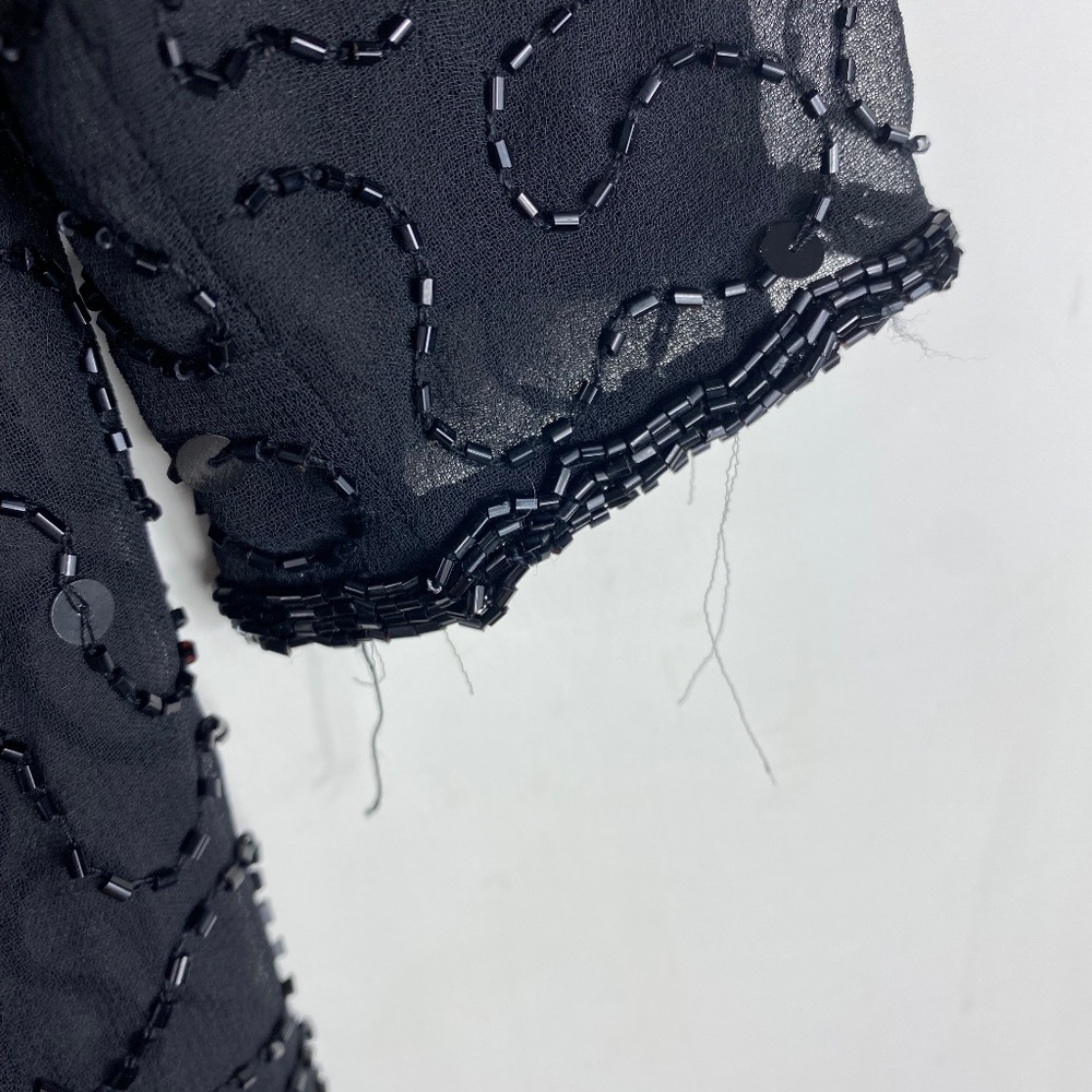 Vtg JMD NY XL 14 16 Jacket Shirt Top Black Beaded Elegant Party Cocktail Holiday - Picture 4 of 5